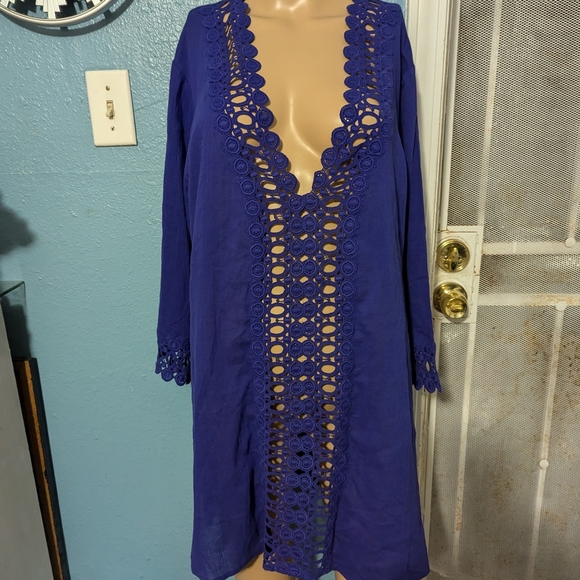Elegant Blue Swim Cover-Up - Picture 1 of 6